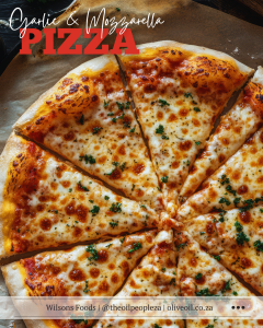 Garlic and mozzarella pizza fresh from the oven
