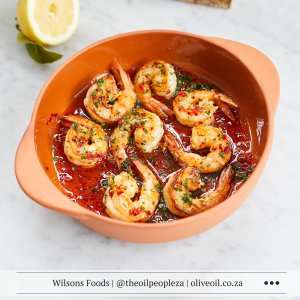 Sautéed prawns in garlic olive oil