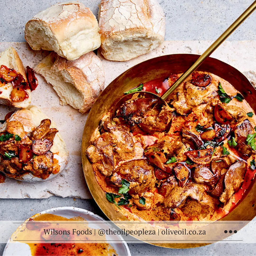 Recipes 13 Peri-Peri Chicken Livers served with crusty bread