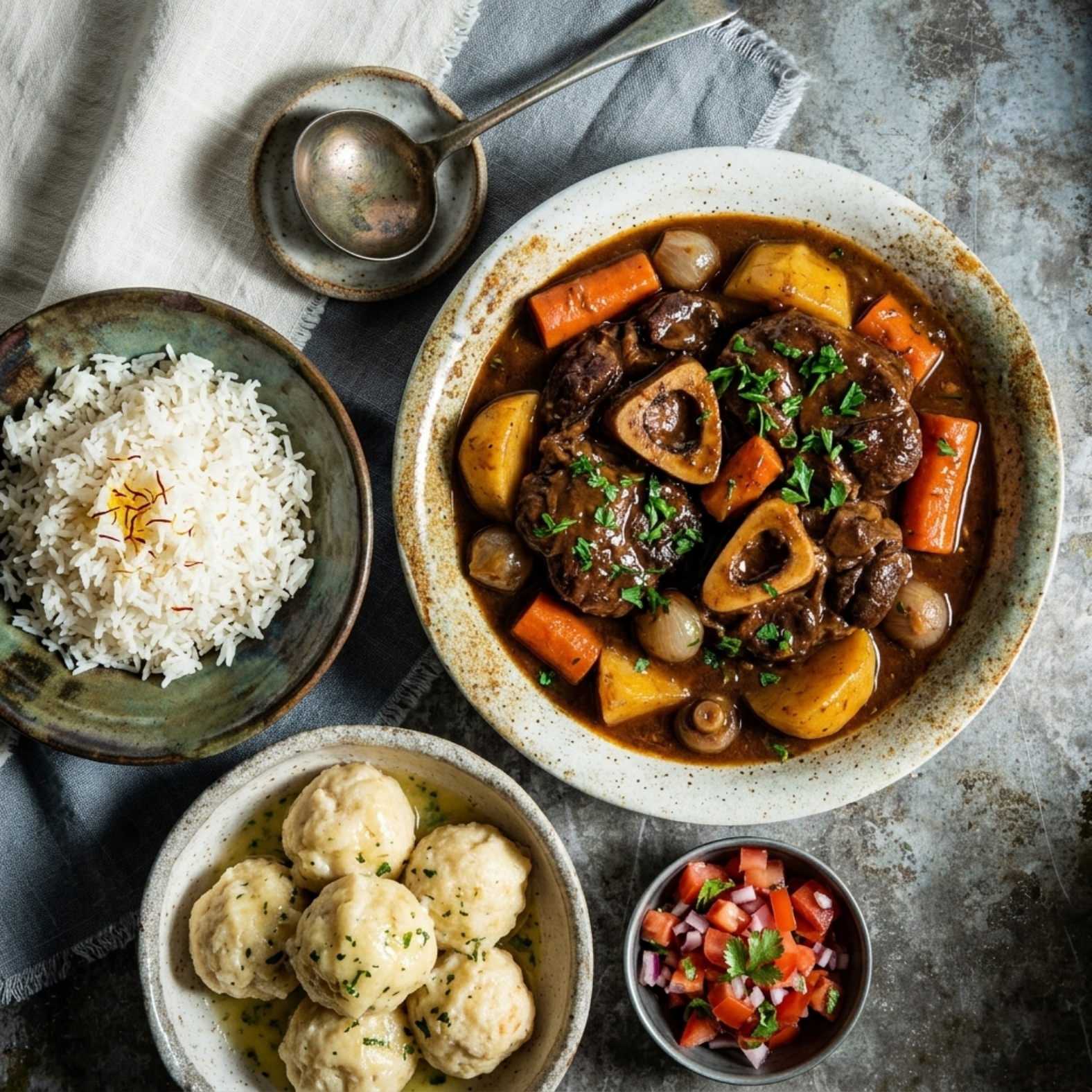Beef shin potjie topped with a fluffy dumpling, cooked with Wilson's Rosemary Flavoured Oil