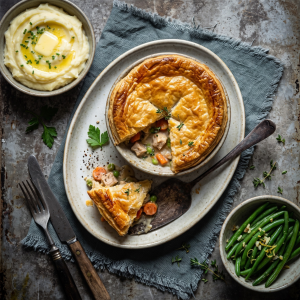 Flavoured Oils: The new Culinary Trend 4 Golden-topped Chicken Pie made with Wilson's Butter Flavoured Oil pastry