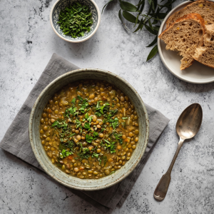 Flavoured Oils: The new Culinary Trend 2 Bowl of herby Lentil Soup finished with Wilson's Basil Flavoured Oil