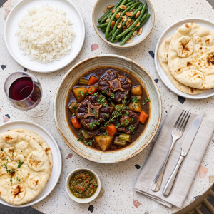 Bowl of slow-braised oxtail stew made with Wilson's Extra Virgin Olive Oil