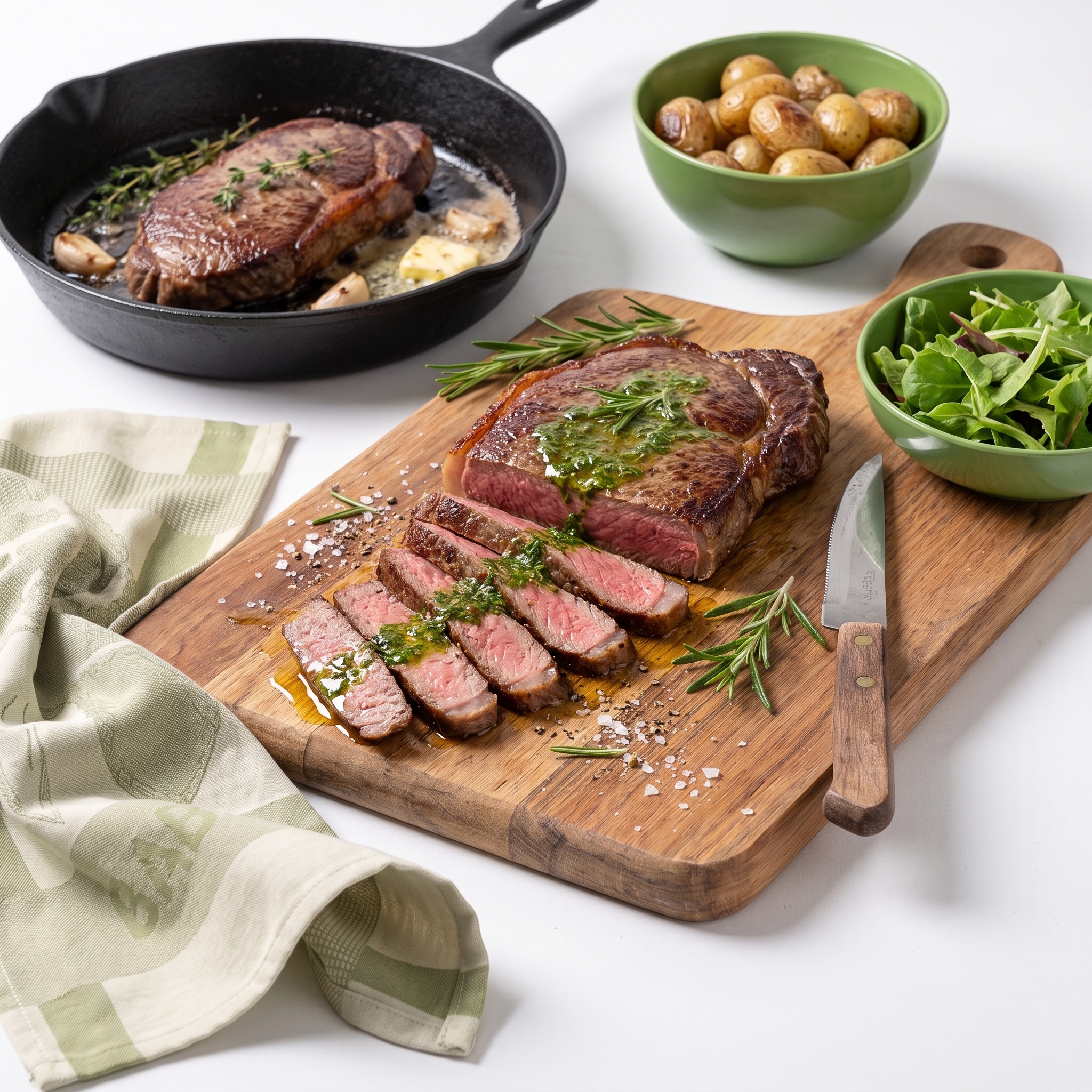 Pan-Seared Steak with Herb Oil