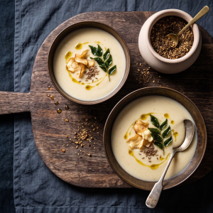 Flavoured Oils: The new Culinary Trend 6 Bowl of spiced Parsnip Soup drizzled with Wilson's Peri-Peri Flavoured Oil