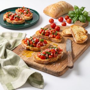 Tomato & Basil Bruschetta topped with Wilson’s Basil Flavoured Oil