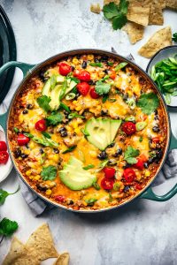 Vegetarian Taco Skillet in a cast iron pan
